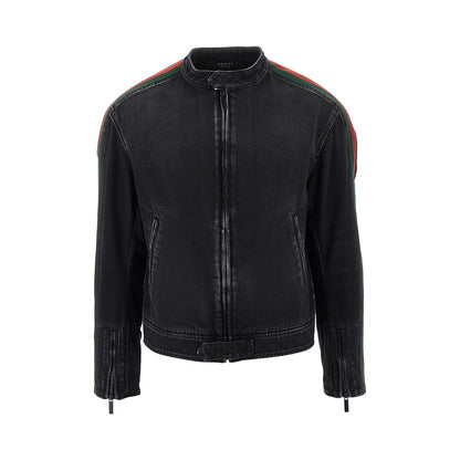 GUCCI Denim jacket with Web ribbon