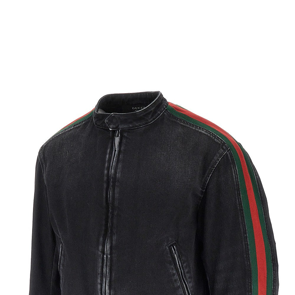 GUCCI Denim jacket with Web ribbon