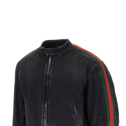 GUCCI Denim jacket with Web ribbon