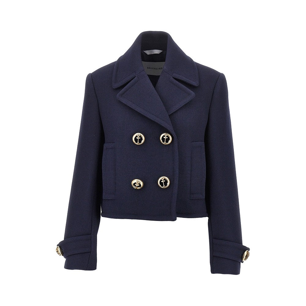 BALENCIAGA Textured wool cropped jacket
