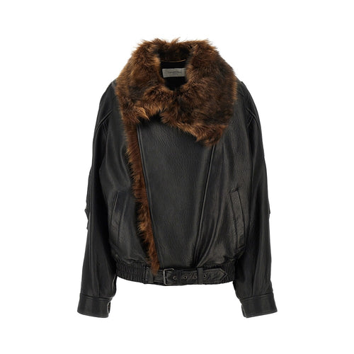 Saint Laurent Nappa leather jacket with shearling collar