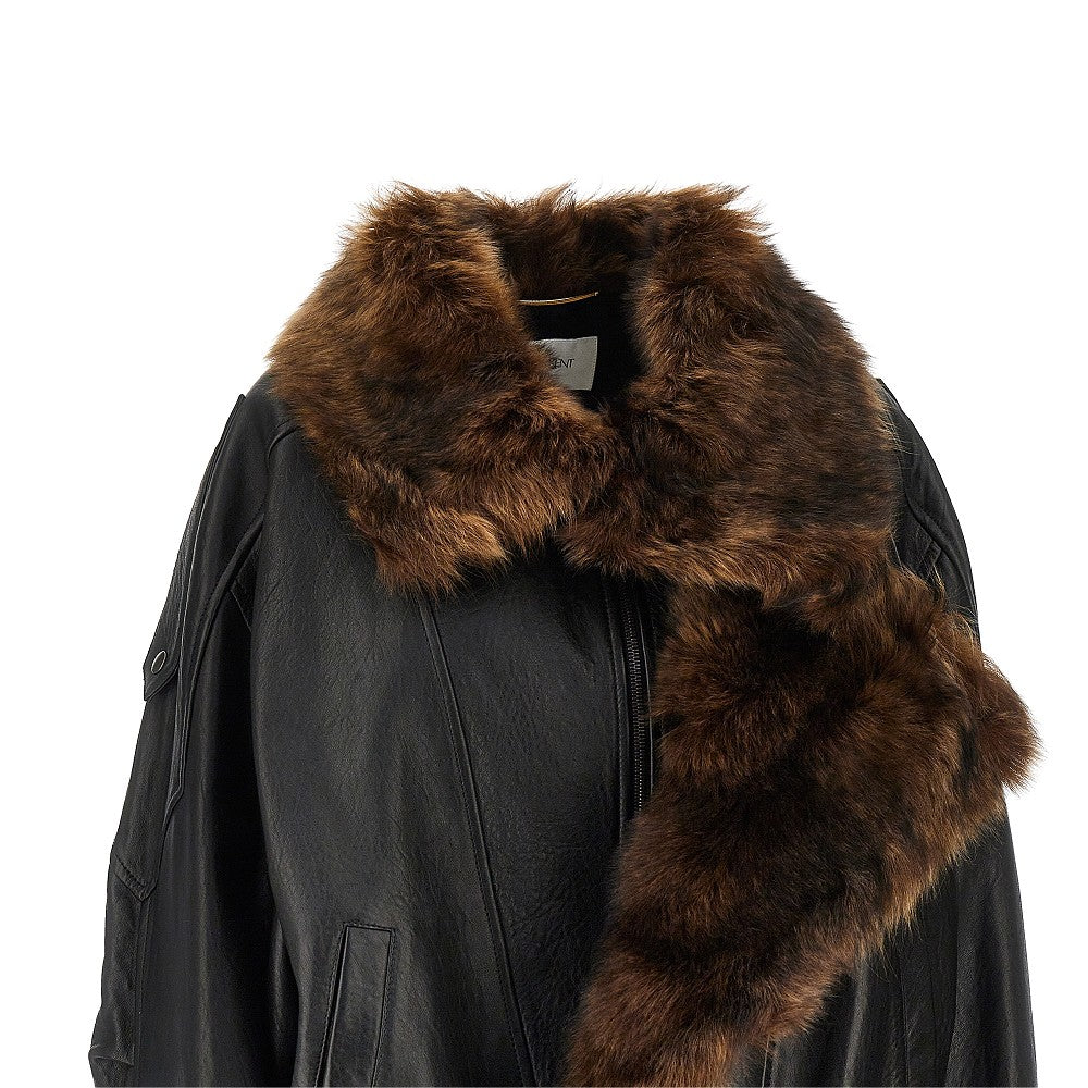 Saint Laurent Nappa leather jacket with shearling collar