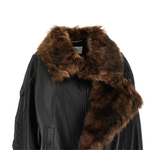 Saint Laurent Nappa leather jacket with shearling collar