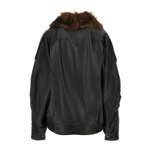 Saint Laurent Nappa leather jacket with shearling collar