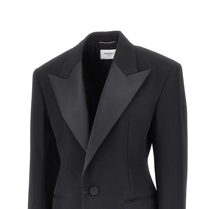 Saint Laurent Grain de poudre single-breasted tuxedo jacket