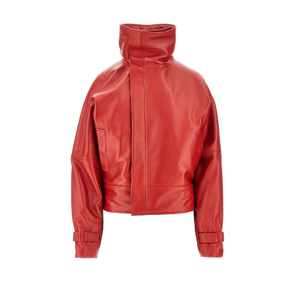 Balenciaga Rounded shoulders leather jacket