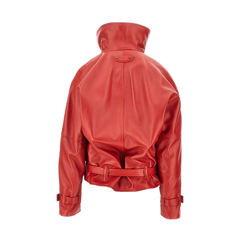 Balenciaga Rounded shoulders leather jacket