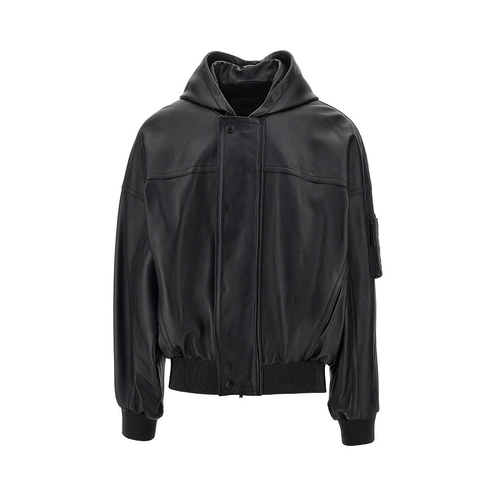 Balenciaga Nappa leather hooded bomber jacket