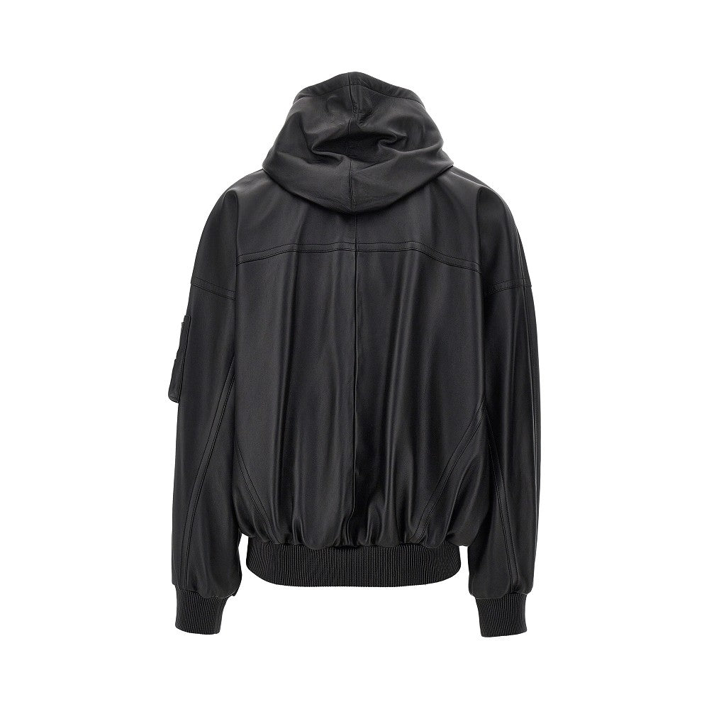 Balenciaga Nappa leather hooded bomber jacket