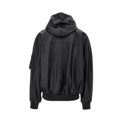 Balenciaga Nappa leather hooded bomber jacket