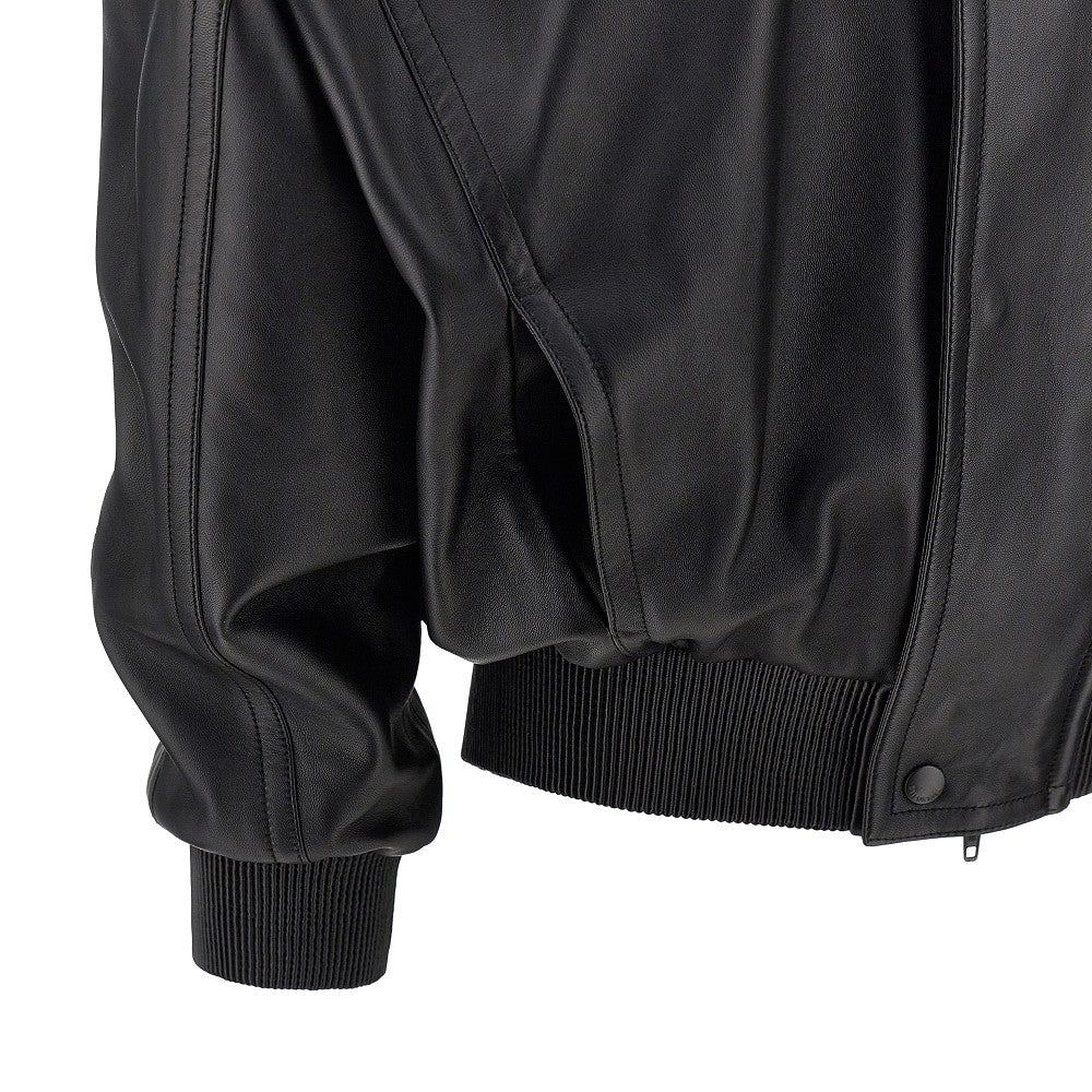 Balenciaga Nappa leather hooded bomber jacket