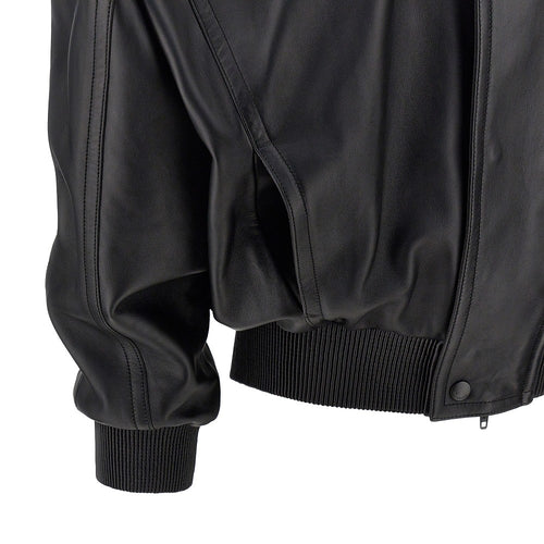 Balenciaga Nappa leather hooded bomber jacket