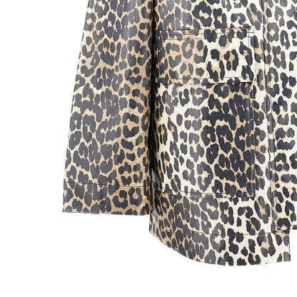 Ganni Coated fabric jacket with leopard-print
