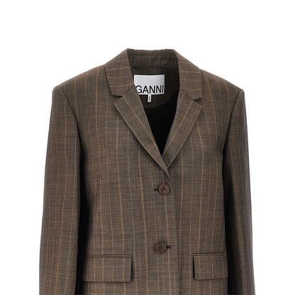 Ganni Wool jacket with pinstriped motif