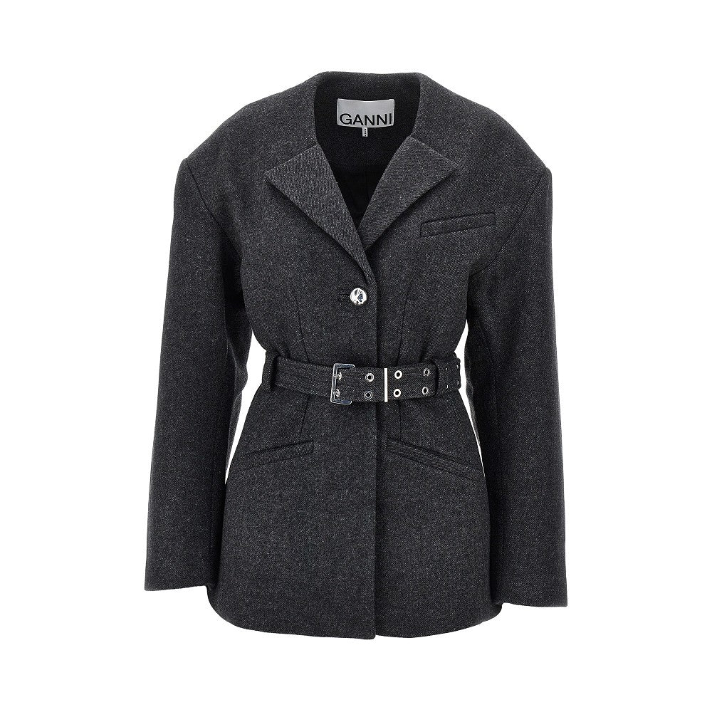 Ganni Wool-blend jacket with belt