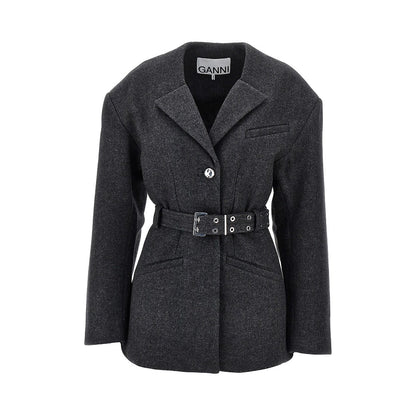 Ganni Wool-blend jacket with belt