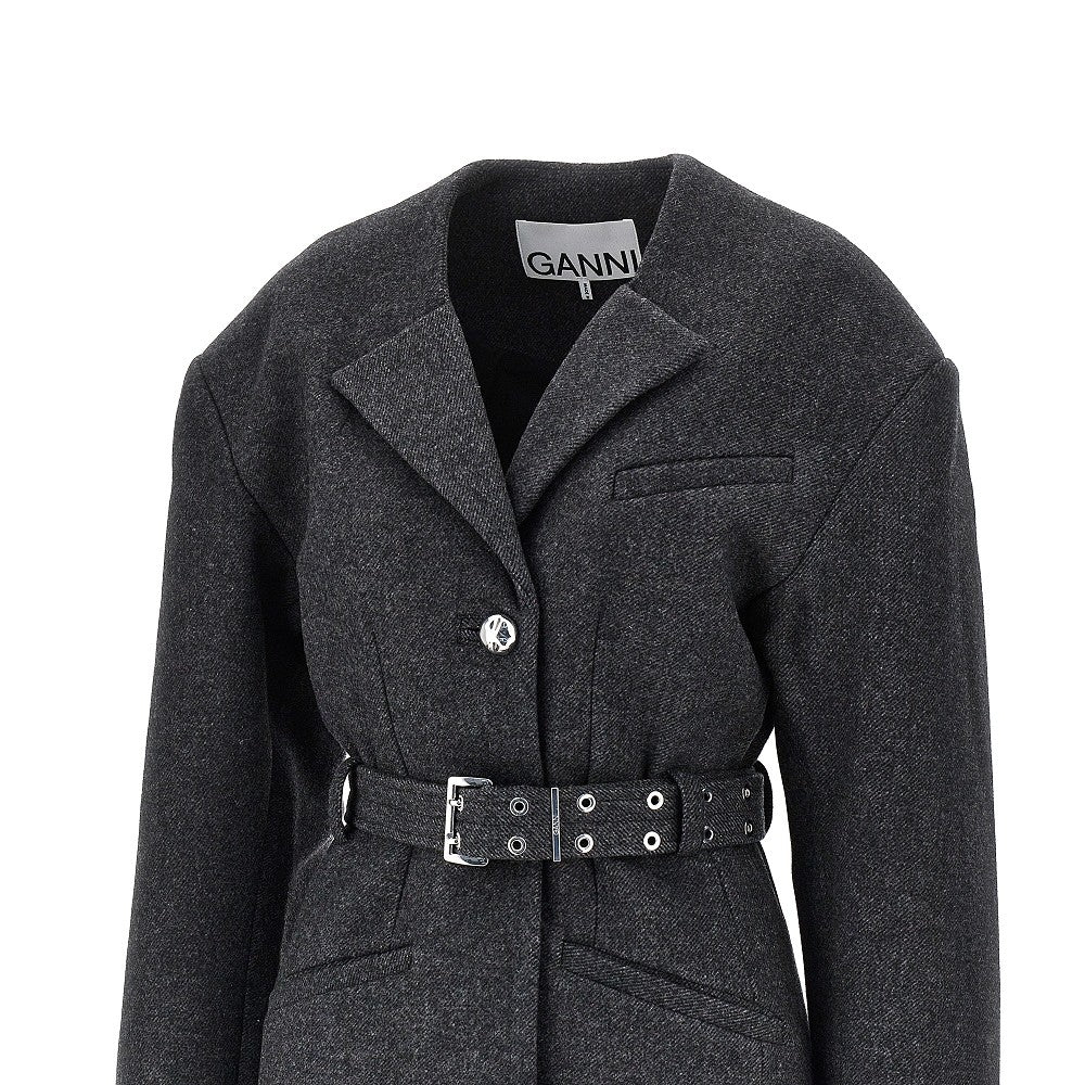 Ganni Wool-blend jacket with belt