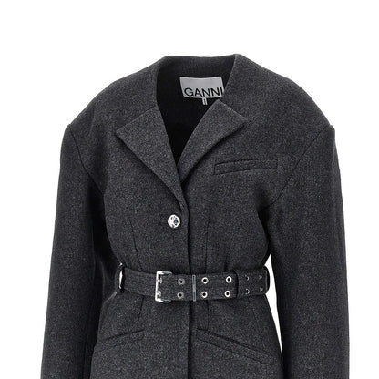 Ganni Wool-blend jacket with belt