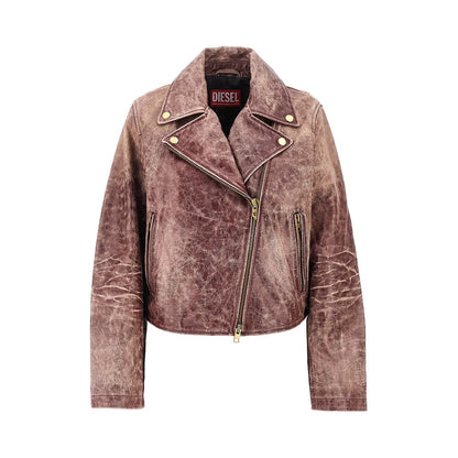 DIESEL Vintage-effect leather biker jacket