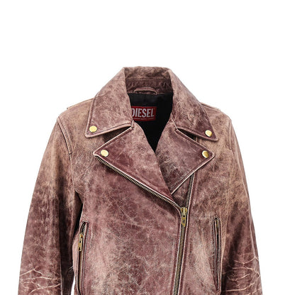 DIESEL Vintage-effect leather biker jacket