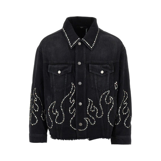 Amiri Studded Flames denim jacket