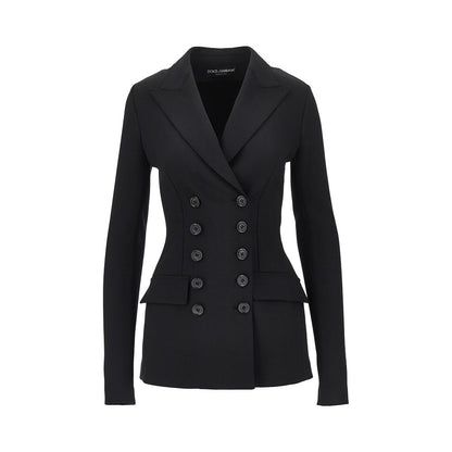 DOLCE&GABBANA Stretch wool fitted double-breasted jacket