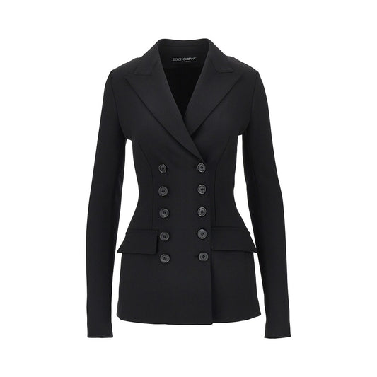 DOLCE&GABBANA Stretch wool fitted double-breasted jacket