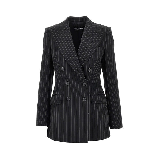 DOLCE&GABBANA Pinstriped wool double-breasted jacket