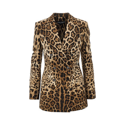 DOLCE&GABBANA Double-breasted jacket with animal print
