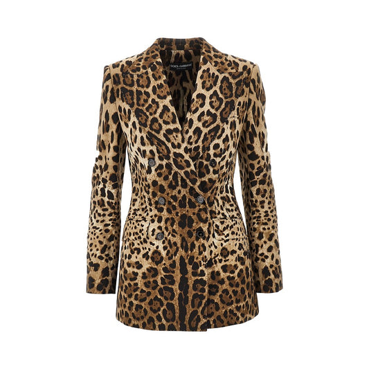 DOLCE&GABBANA Double-breasted jacket with animal print
