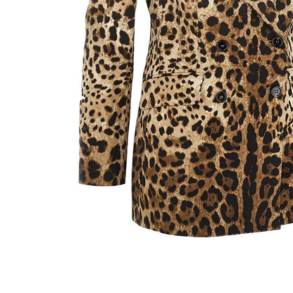 DOLCE&GABBANA Double-breasted jacket with animal print