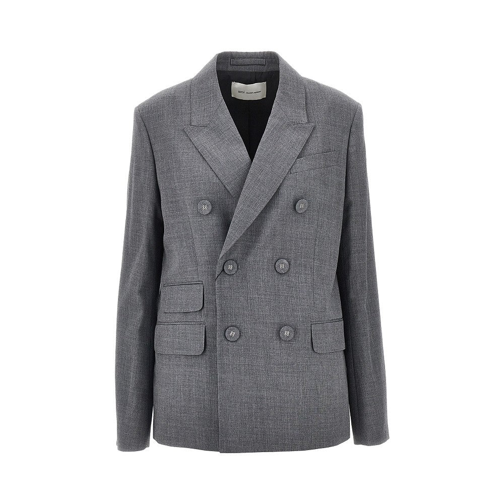 AMI Double-breasted wool blazer with belt