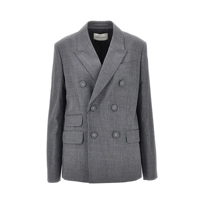 AMI Double-breasted wool blazer with belt