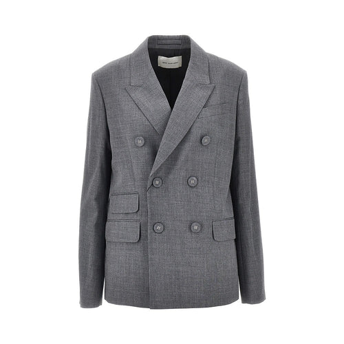 AMI Double-breasted wool blazer with belt
