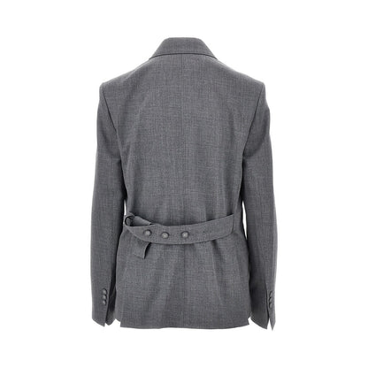 AMI Double-breasted wool blazer with belt