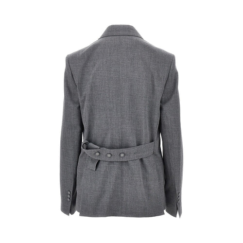 AMI Double-breasted wool blazer with belt