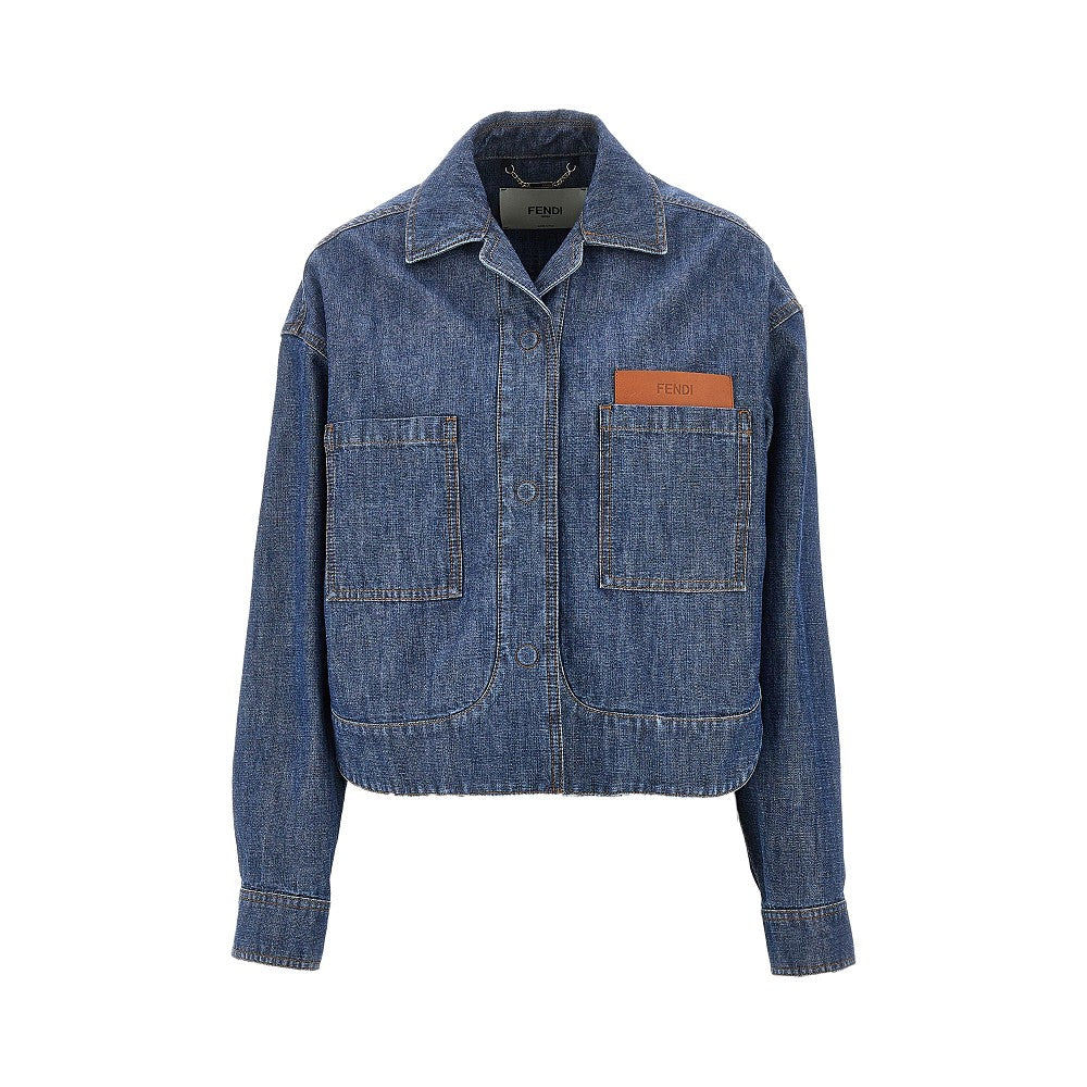 FENDI Chambray short jacket with leather pocket