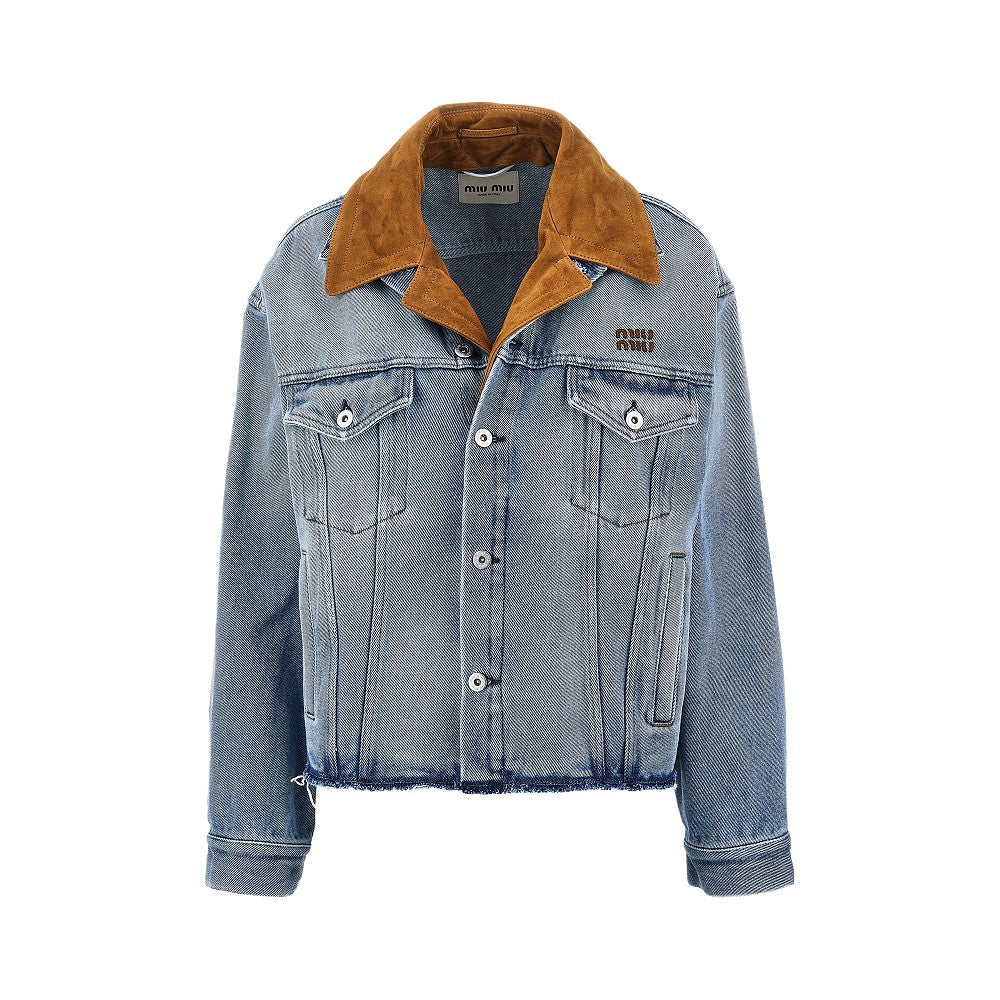 MIU MIU Denim jacket with suede collar