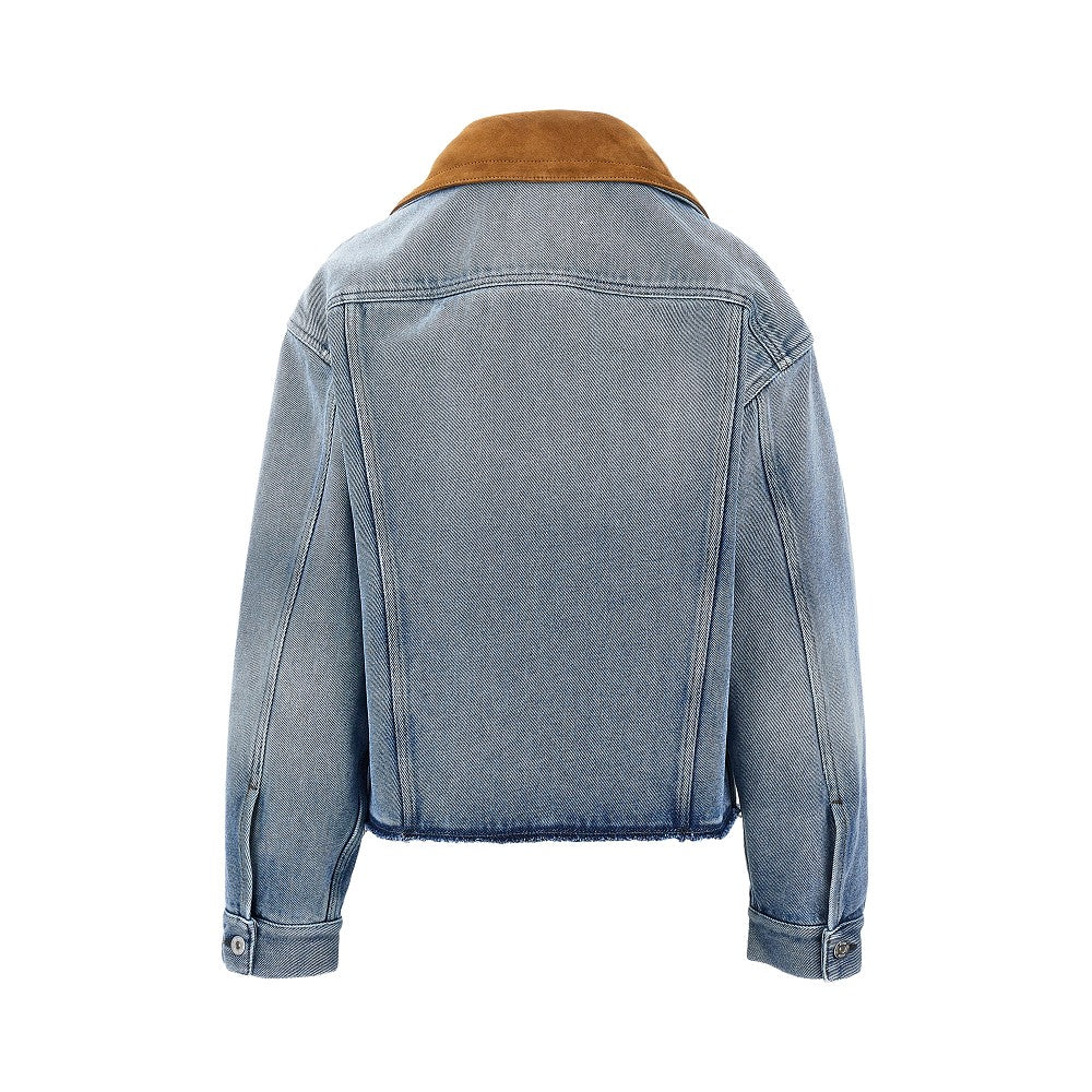 MIU MIU Denim jacket with suede collar