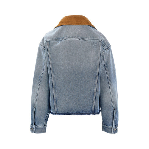MIU MIU Denim jacket with suede collar