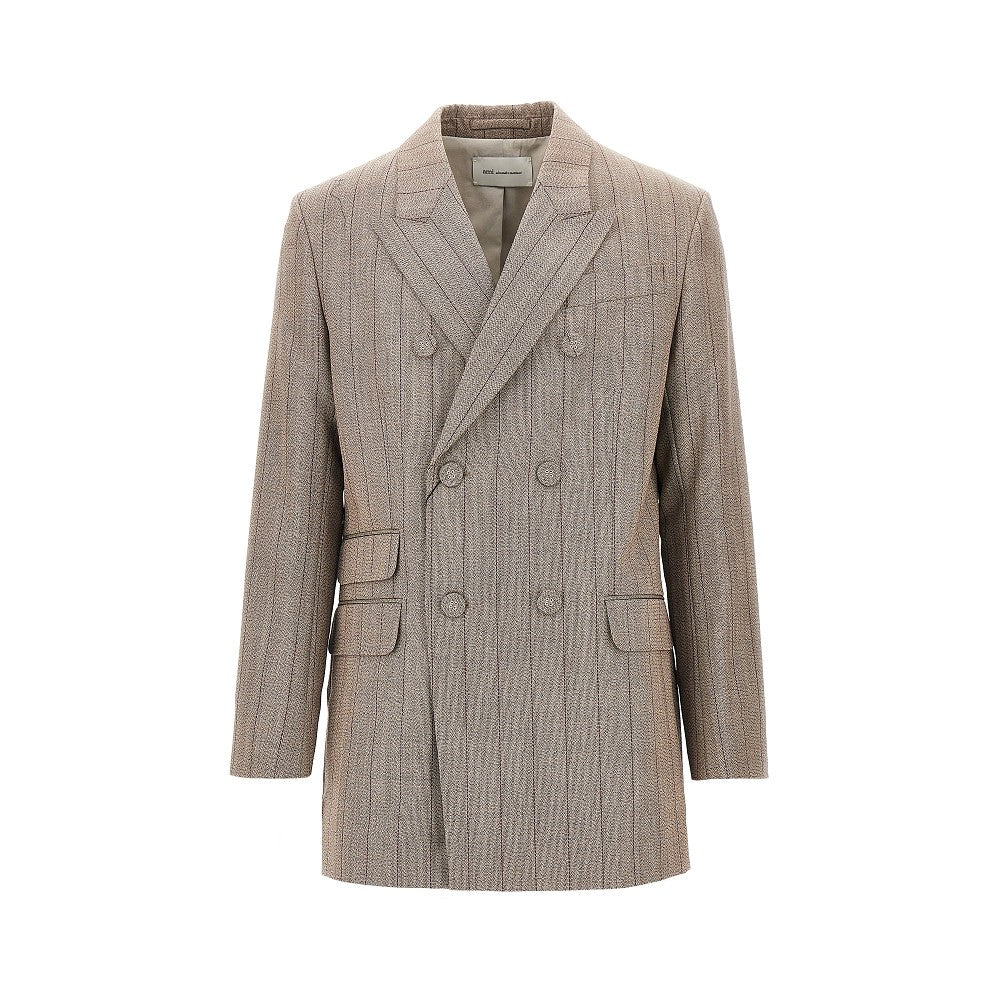 AMI Double-breasted wool jacket with martingale