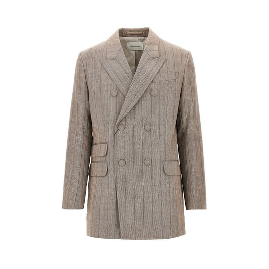 AMI Double-breasted wool jacket with martingale