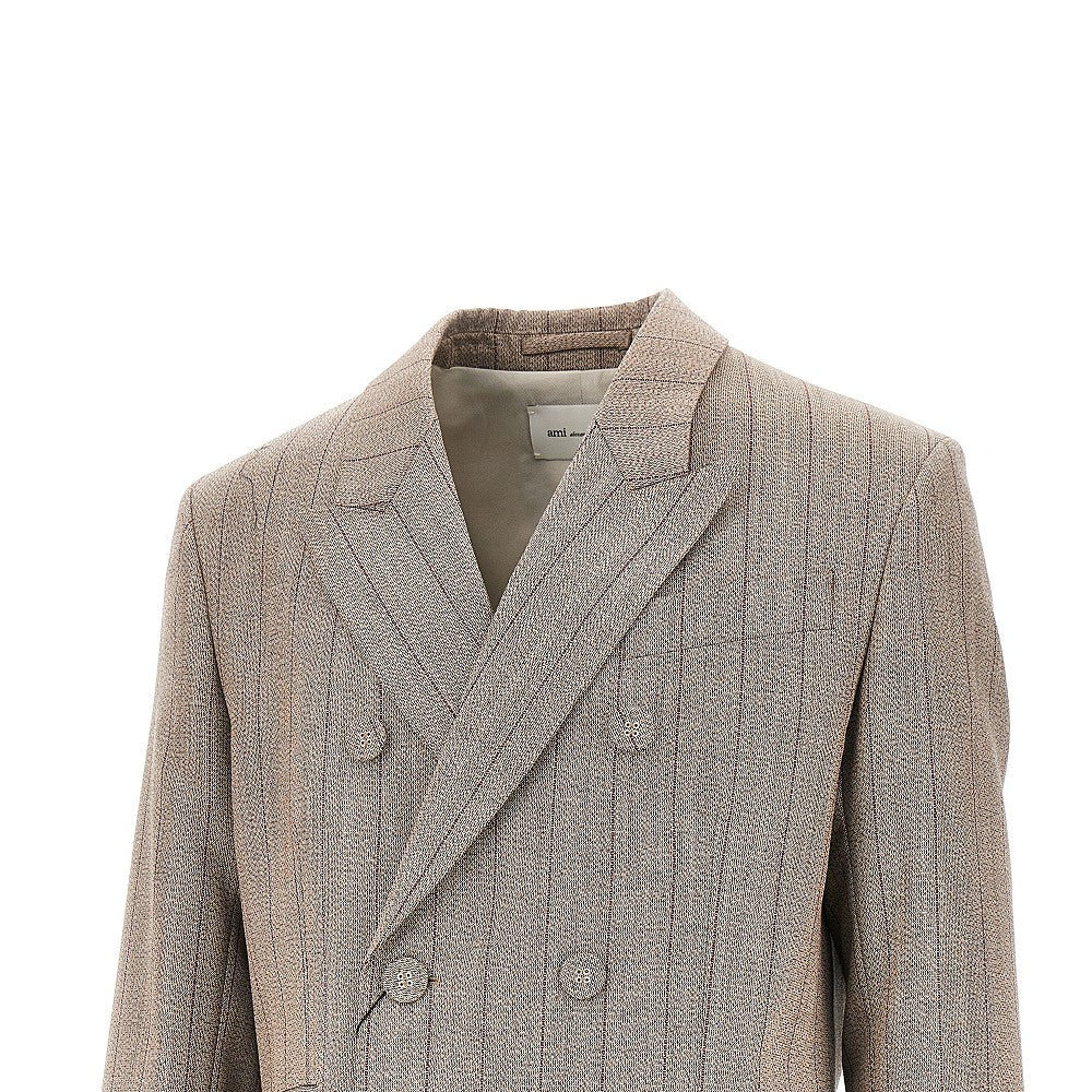 AMI Double-breasted wool jacket with martingale