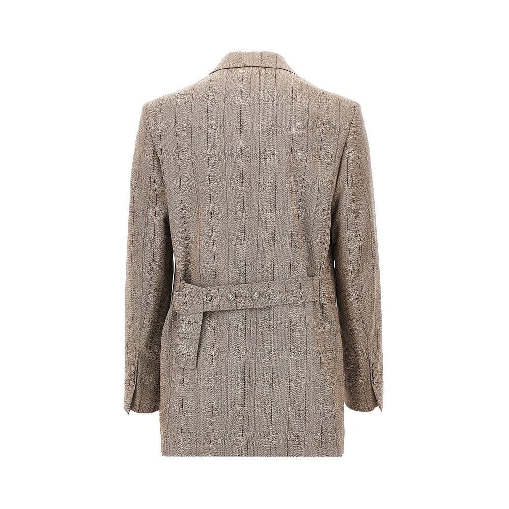 AMI Double-breasted wool jacket with martingale