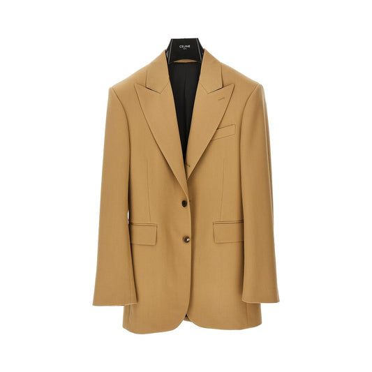 CELINE Wool Colonne jacket with padded shoulders