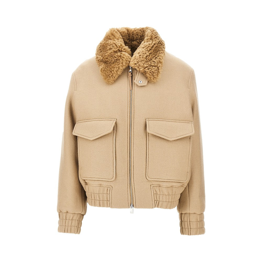Ami Paris Wool bomber jacket with shearling collar