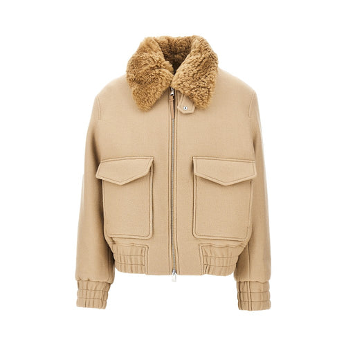 Ami Paris Wool bomber jacket with shearling collar
