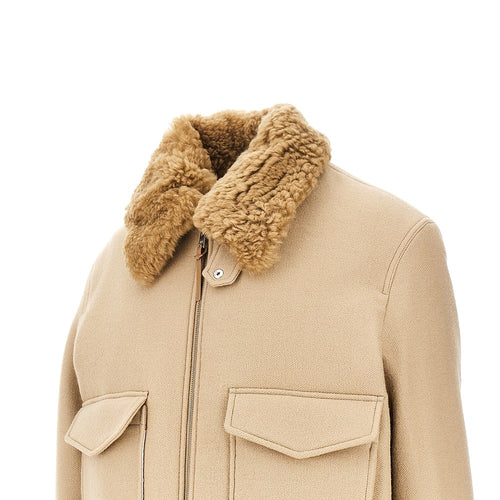 Ami Paris Wool bomber jacket with shearling collar