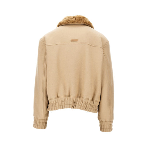 Ami Paris Wool bomber jacket with shearling collar