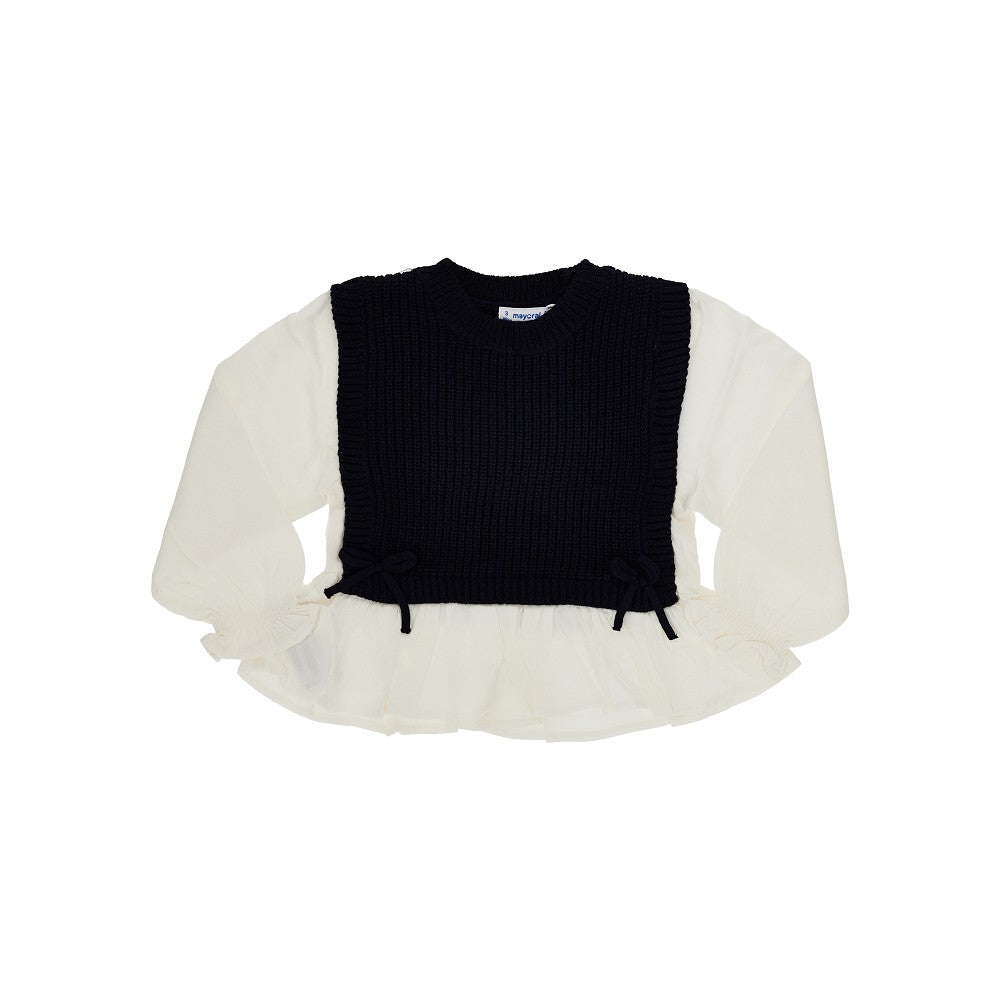 Mayoral Knit and twill hybrid top